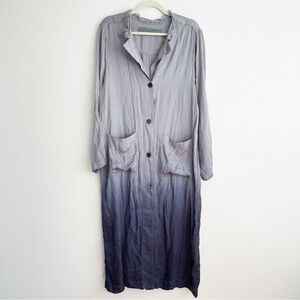 Raquel Allegra ombre maxi dress button front shirt dress long sleeve duster blue